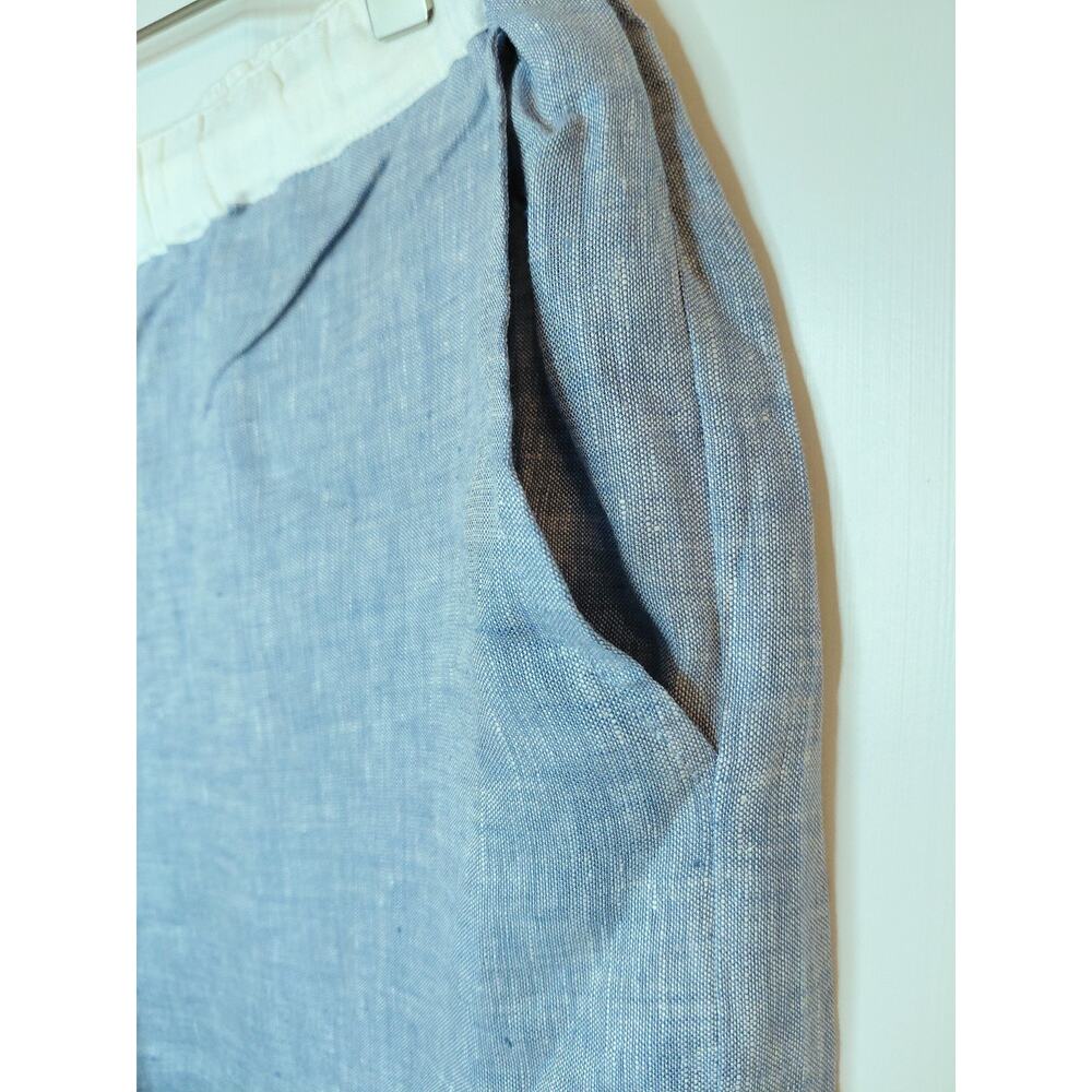 LINTICO NWT Light Blue 100% Europ Linen Wide Leg Drawstring Pants Size XL Luxury - Picture 7 of 15